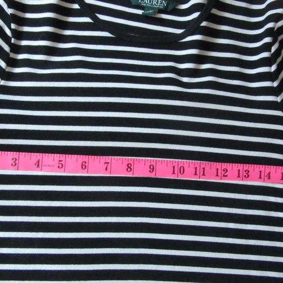 Ralph Lauren Long Sleeve T-Shirt Stripe Black/White Size L - Picture 3 of 4